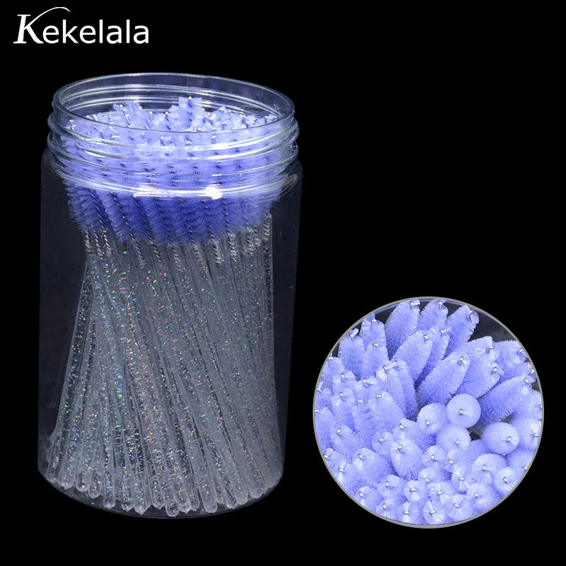 50pc Disposable Mascara Wands & Spoolie Brushes in Bottle