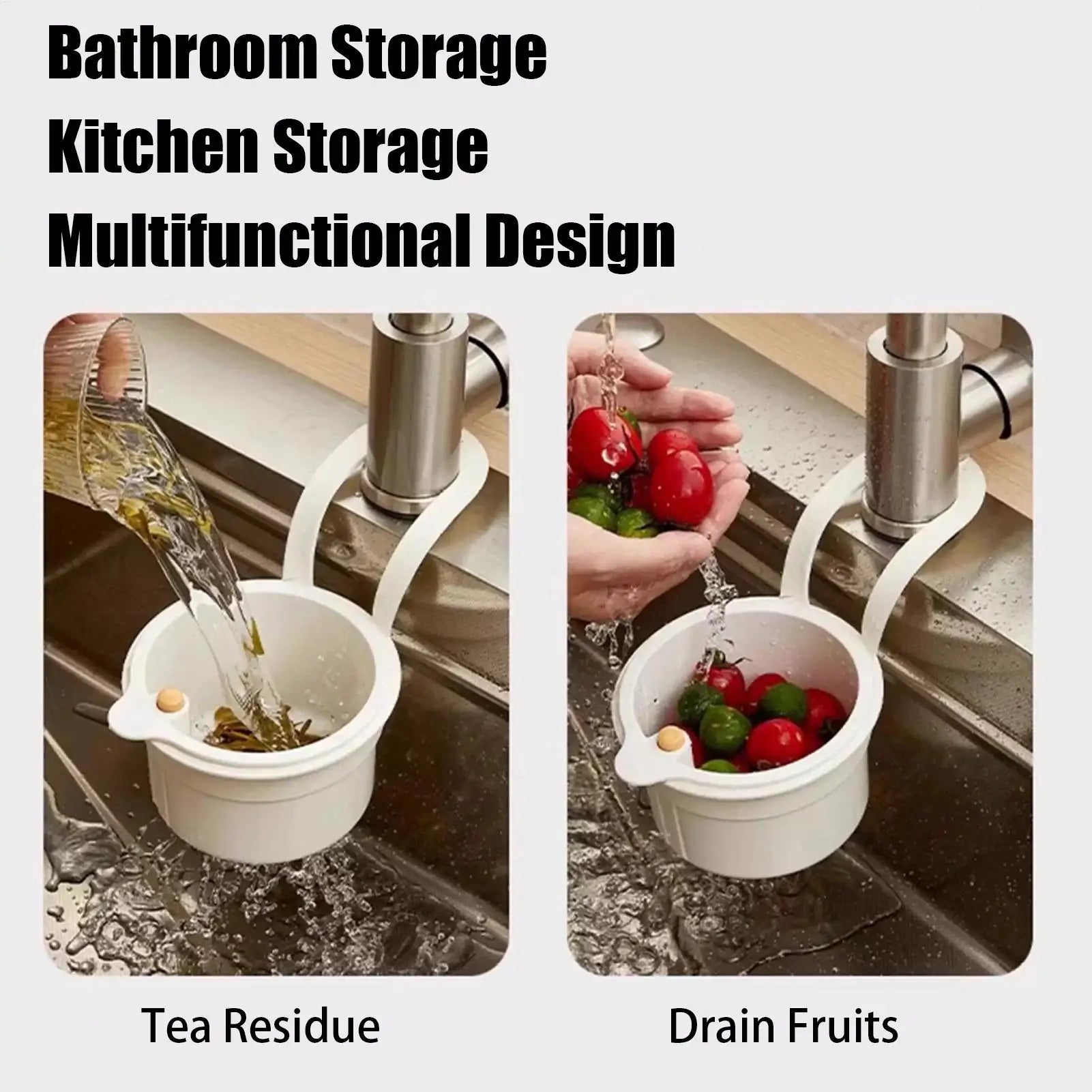 Sink Strainer Basket Space Saving Drain Food Catcher Multipurpose Hangable Sink Strainer Basket For Kitchen Laundry Bathroom Peaceful Pleasures Health and Wellness