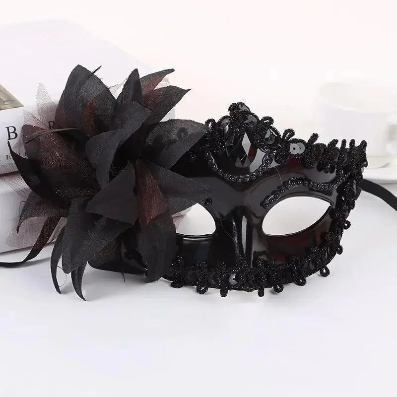 Halloween Princess Half Face Mask Makeup Ball Lily Flower Party Sexy