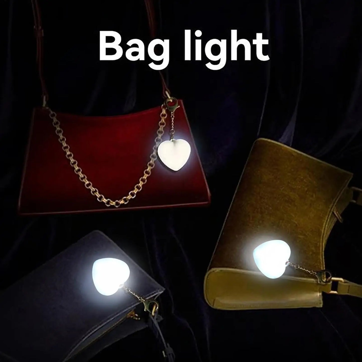 Heart-Shaped LED Purse Light | Touch Sensor Handbag Lamp