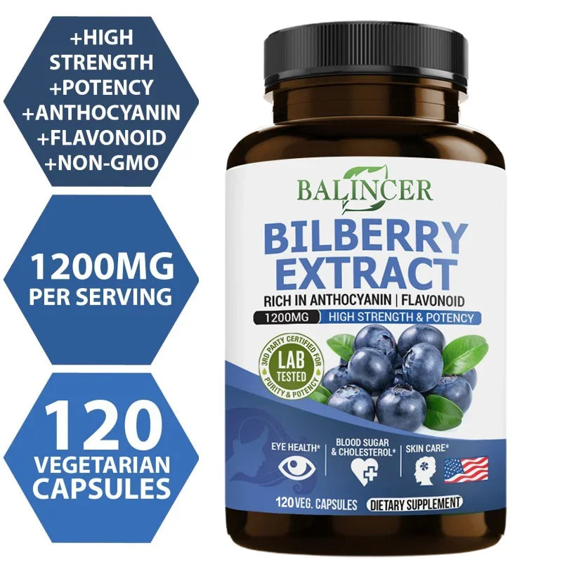 Bilberry Extract Supplement, Helps Maintain Eye and Vision Health, Anti-aging, Promotes Brain Health, Protects Vision Health Peaceful Pleasures Health and Wellness