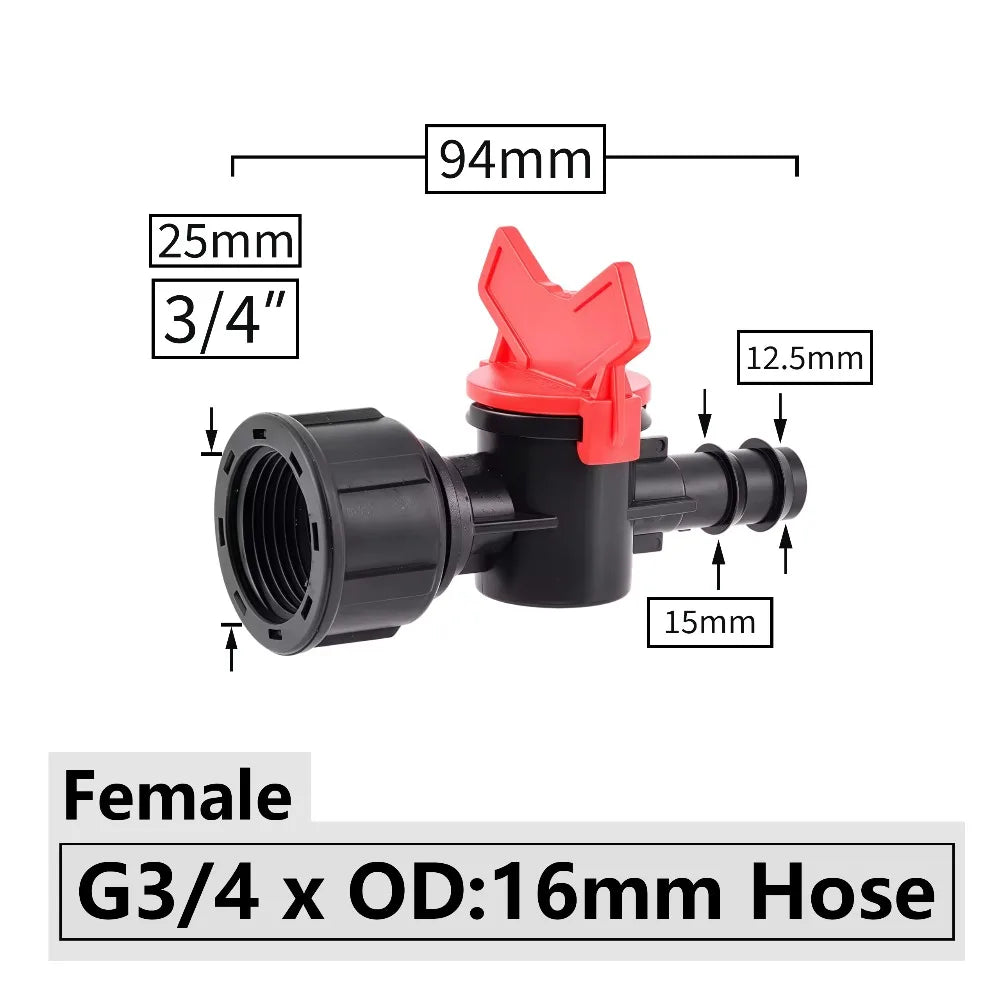 Connectors With 1/2 3/4 Inch Thread Drip Irrigation System Fitting 4/8/10/12/16/20/25mm Hose Barbed Mini Valve Garden Tap Barb Peaceful Pleasures Health and Wellness O