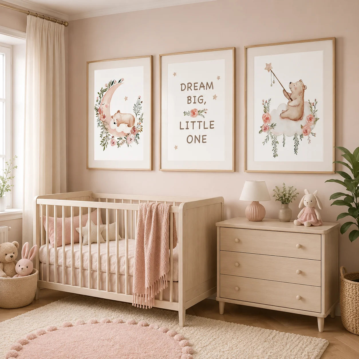 Teddy Bear Moon Nursery Canvas Wall Art | Kids Room Poster Nursery Canvas Print Peaceful Pleasures Health and Wellness