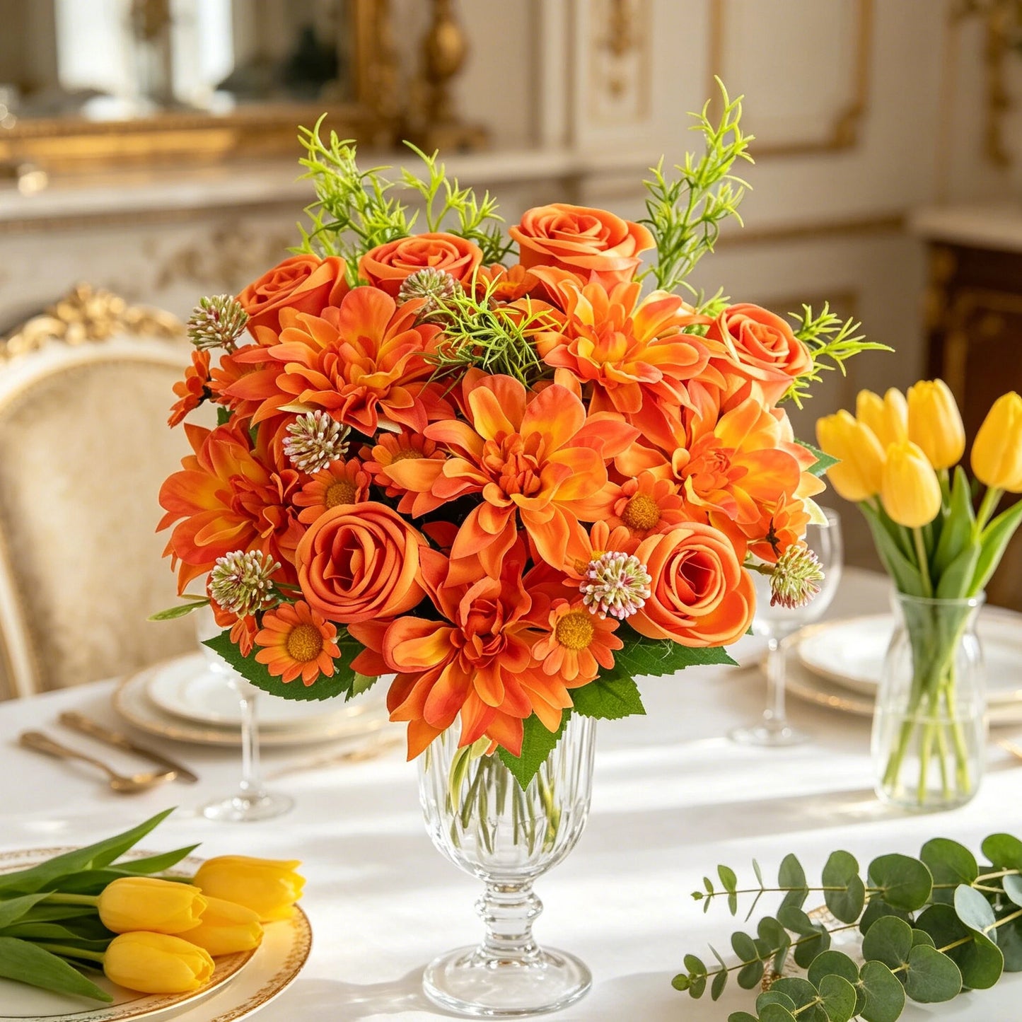 Artificial Silk Dahlia Rose Bouquet | Wedding & Home Decor