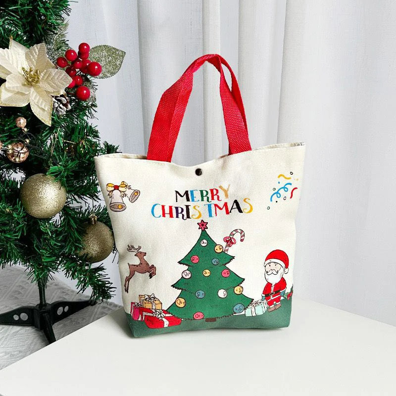 Christmas Canvas Tote Bags – Santa, Reindeer & Snowman Gift Bags