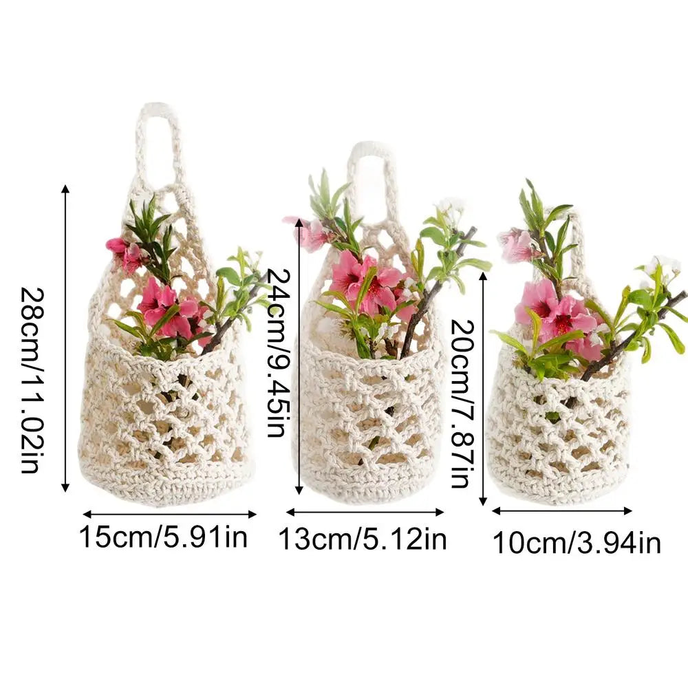 Bohemian Macrame Plant Hanger Set of 3 | Wall Mounted Boho