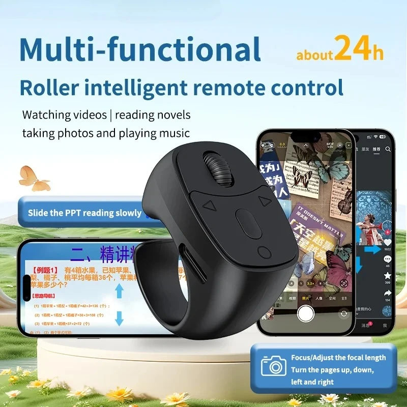 Bluetooth Scrolling Ring Remote – Wireless Finger Page Turner