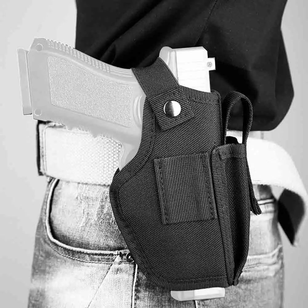 Tactical Right Left Interchangeable Carry Gun Holster Waistband with Magazine IWB Holsters Hunting Black Magazine Slot Holder Peaceful Pleasures Health and Wellness