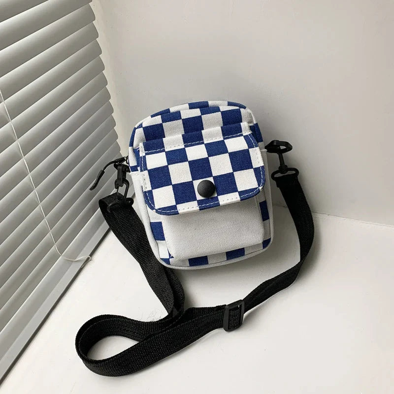 Men's Mini Canvas Crossbody Messenger Bag – Checkered Travel Bag