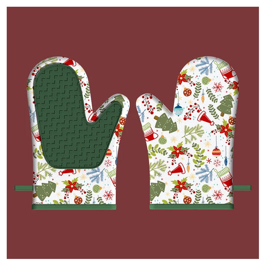 Heat Resistant Oven Mitts Christmas Style Design with Soft Cotton Lining, Waterproof Non-Slip Grip Oven Glove for Kitchen,BBQ, Peaceful Pleasures Health and Wellness right hand