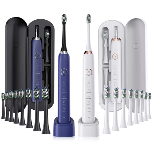HOMEFISH Smart Sonic Electric Toothbrush Ultrasound IPX7 Rechargeable Tooth Brush 5 Mode Smart Time Teethbrush S100 Peaceful Pleasures Health and Wellness
