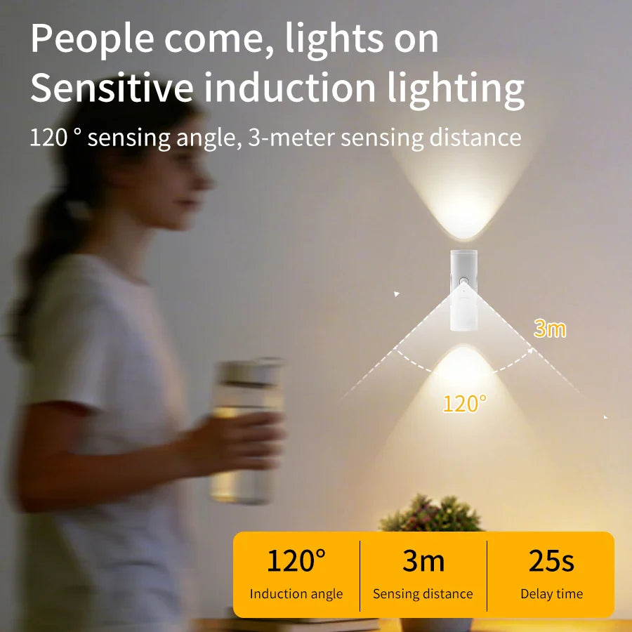 Motion Sensor LED Wall Light – Rechargeable 3-Color Spotlight