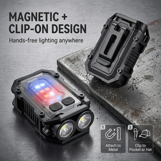 COB LED Pocket Flashlight 8 Modes Magnetic Clip Type-C USB COB LED Flashlight Oasis Select
