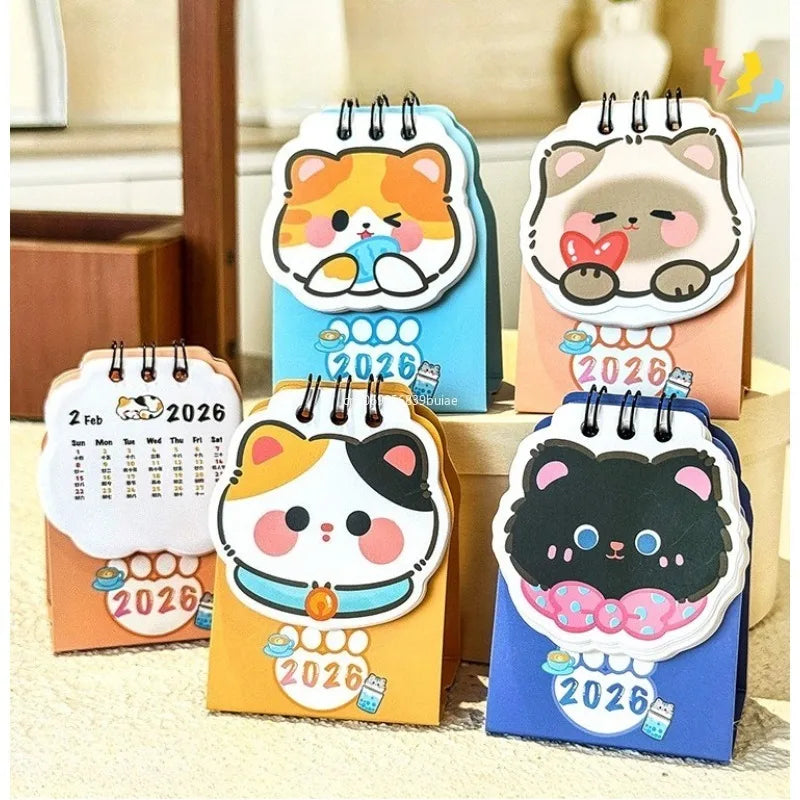 Cute 2026 Mini Desk Calendar Cartoon Cat Daily Organization Desktop Calendar Coil Planner To Do List Coil Calendar School مكاتب Peaceful Pleasures Health and Wellness