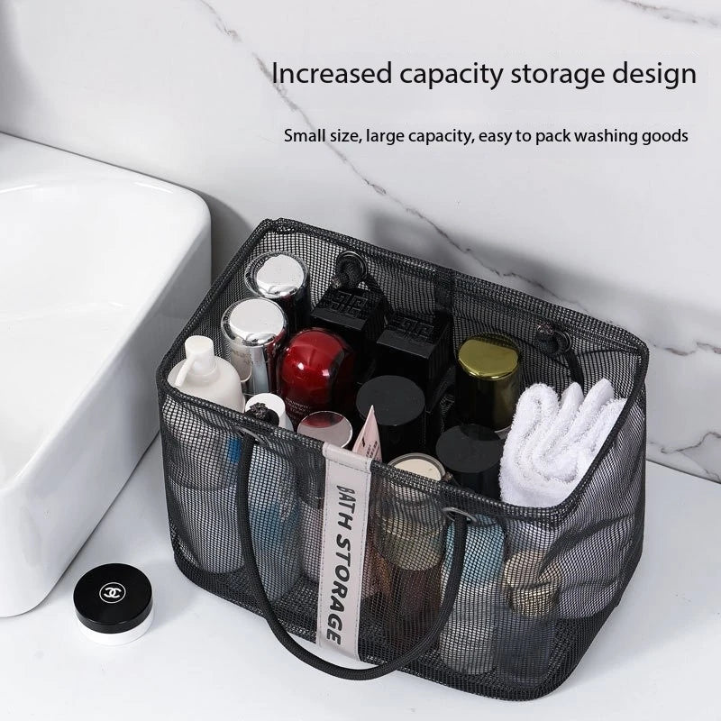 Collapsible Mesh Drain Basket 2in1 Travel Toiletry Swimming Organizer Large Portable Carry Handle Eco Friendly Storage Peaceful Pleasures Health and Wellness