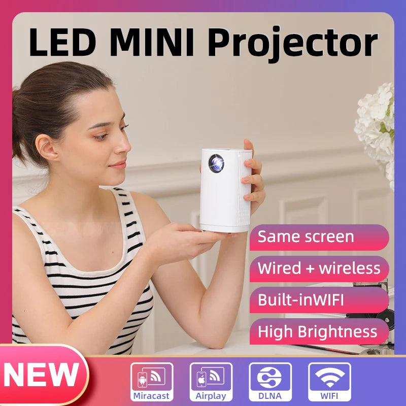 Smart Projector WIFI Mini Portable Home Theater Mobile Phone Same Screen Projector Support 4K LED Home Video Projector &Speaker Peaceful Pleasures Health and Wellness