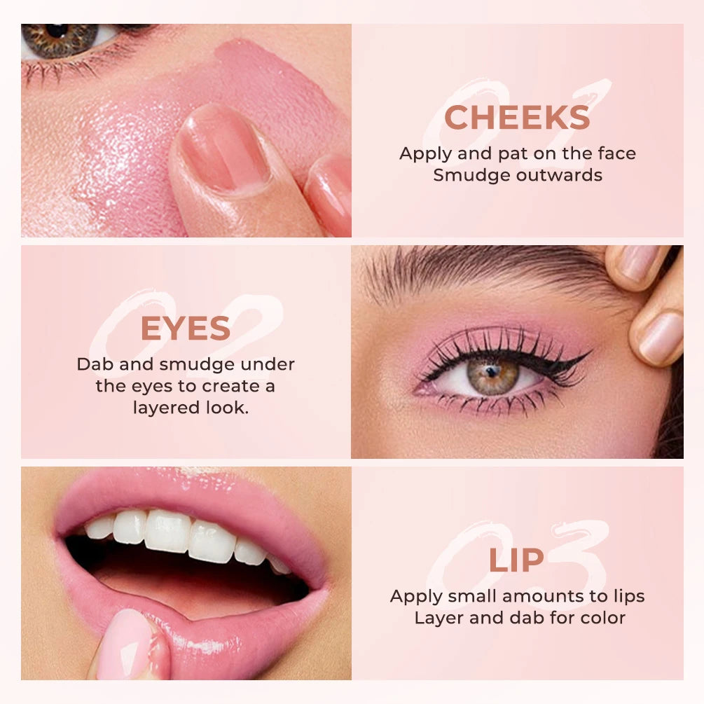 Warm Change Blush Clear Crystal Color Changing Highlight Lasting Fine Shimmer Blush Cream Natural Makeup Blush Palette Lip Tint Peaceful Pleasures Health and Wellness