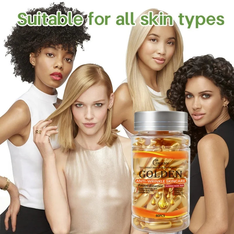 Anti-Wrinkle Face Serum Capsules – Vitamin C, E & Squalane 80ct