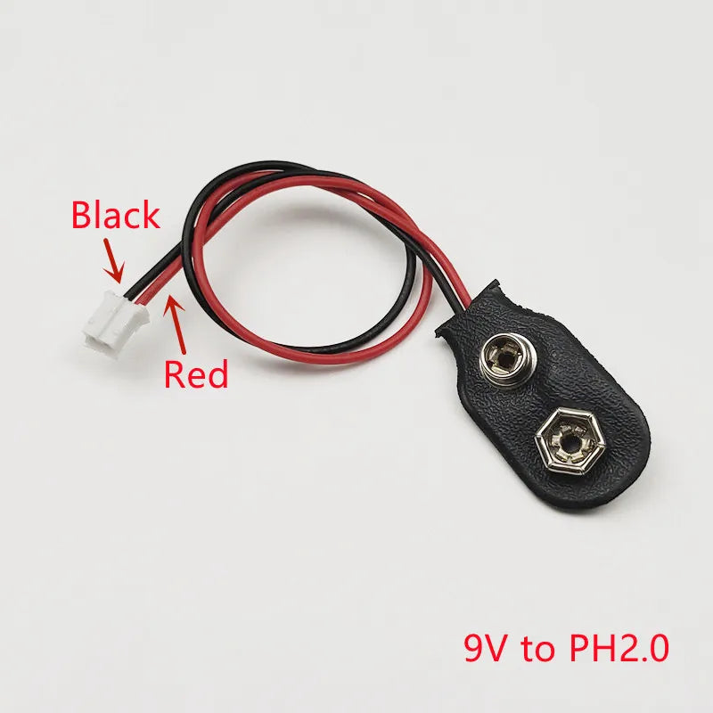 5PCS 9V Battery Buckle to Xh2.54 PH2.0 2P Terminal Wire 15cm DC Red Positive Black Negative Adapter Wire Peaceful Pleasures Health and Wellness Type-3