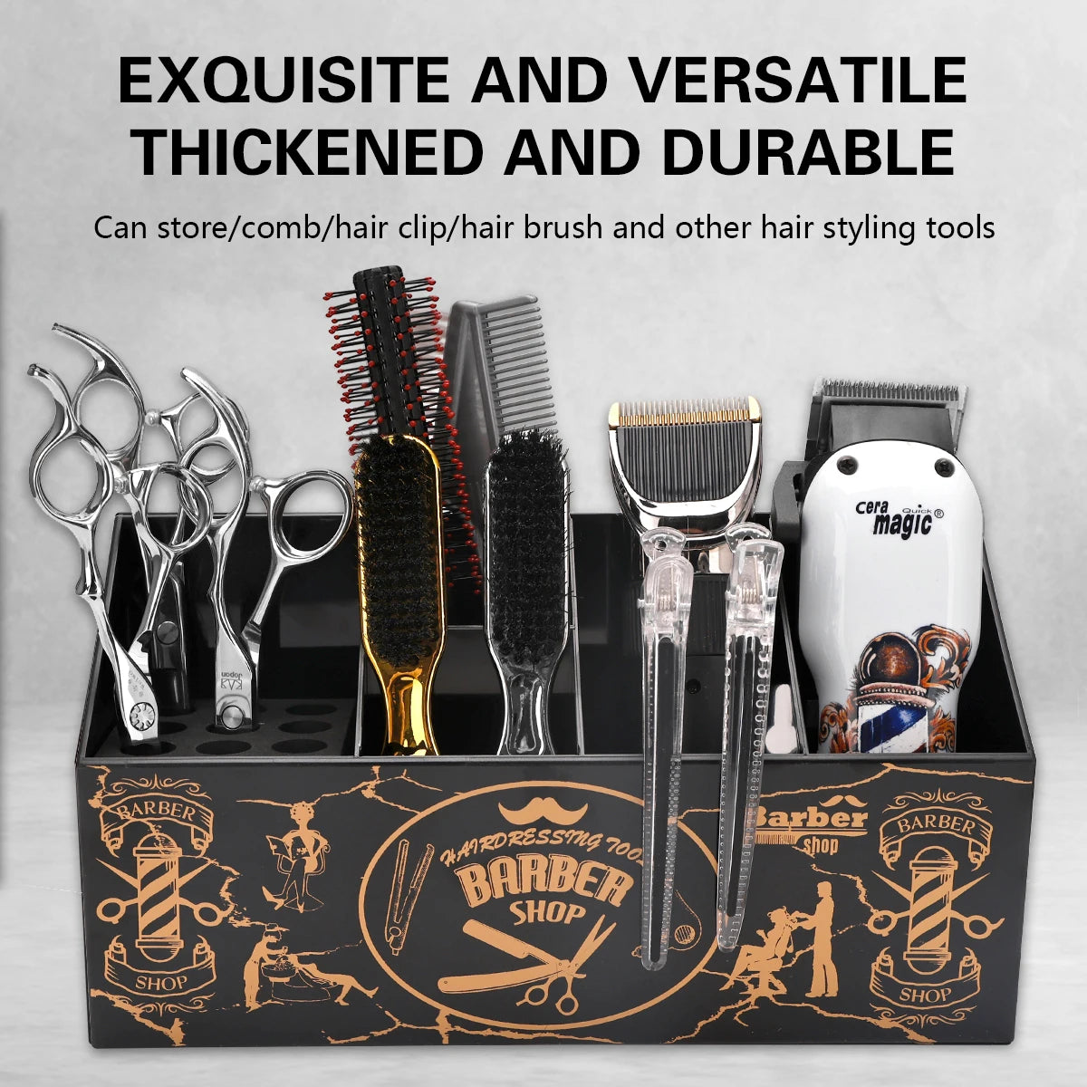Hair Scissors Combs Clips Holder Large Capacity Rack Organizer Barbershop Hairdressing Tools Storage Box Salon Tools Accessories Peaceful Pleasures Health and Wellness