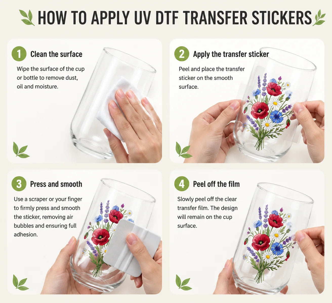 Wildflower Floral Sticker Sheet – Daisy Poppy Lavender Decals