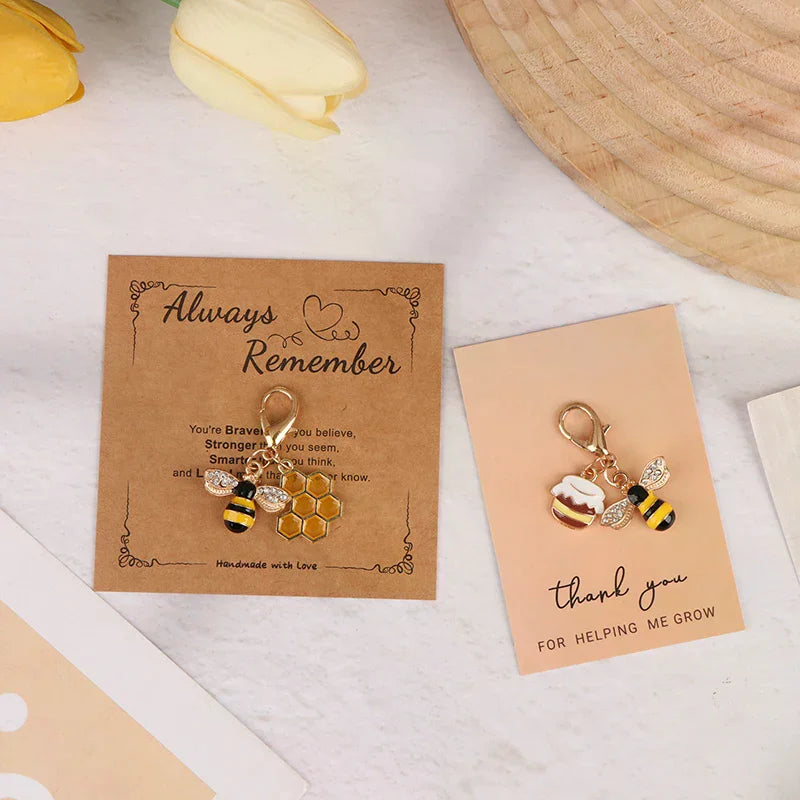 Cute Bee Honeycomb Honeypot Keychain – Gift for Women & Men Novelty Keychain Charm Peaceful Pleasures Health and Wellness