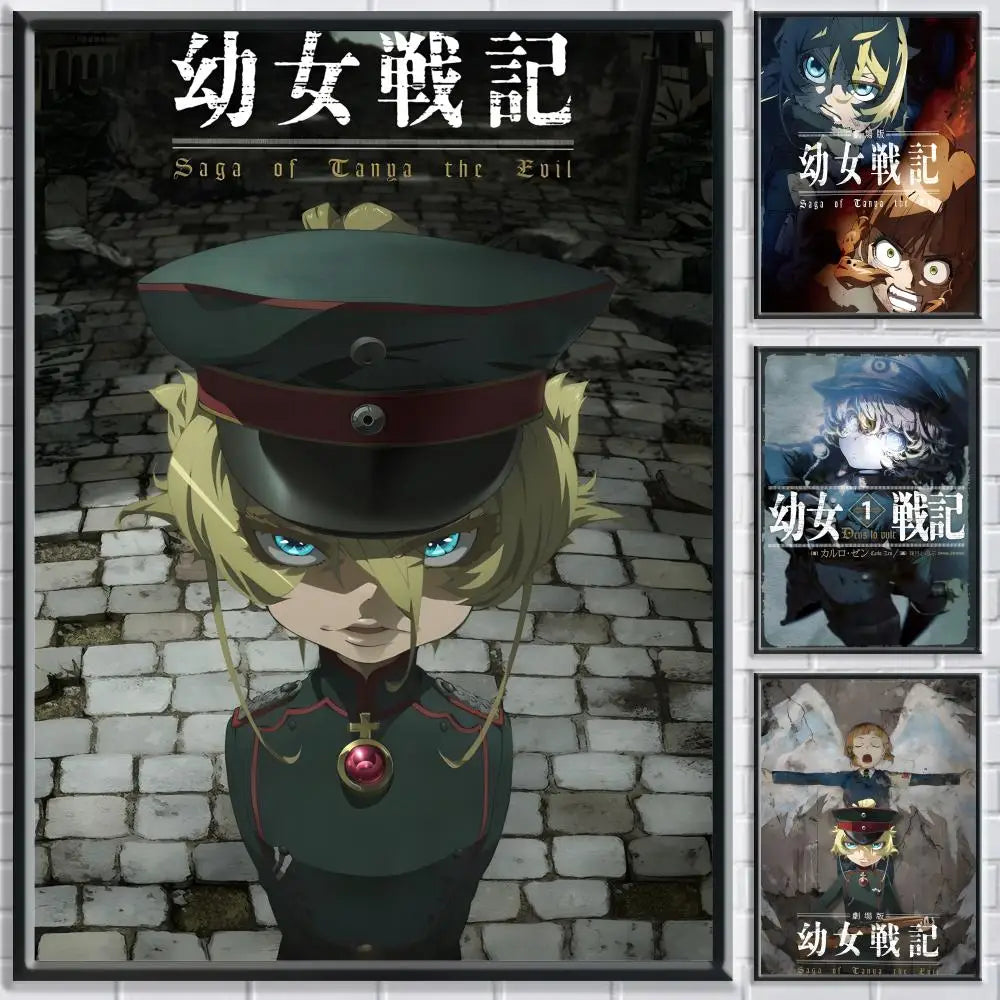 Anime S-Saga of Tanya the Evil Poster HD Self Adhesive Waterproof Wall Art Ideal for Home Office Dorm Bedroom Great Gift Peaceful Pleasures Health and Wellness