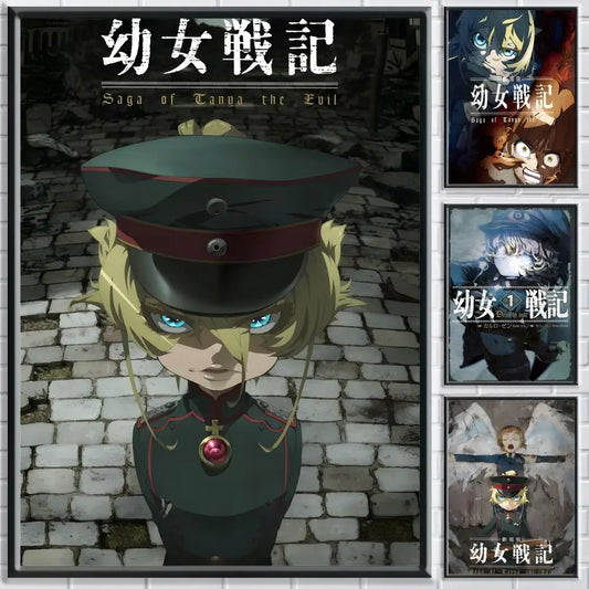 Anime S-Saga of Tanya the Evil Poster HD Self Adhesive Waterproof Wall Art Ideal for Home Office Dorm Bedroom Great Gift Peaceful Pleasures Health and Wellness