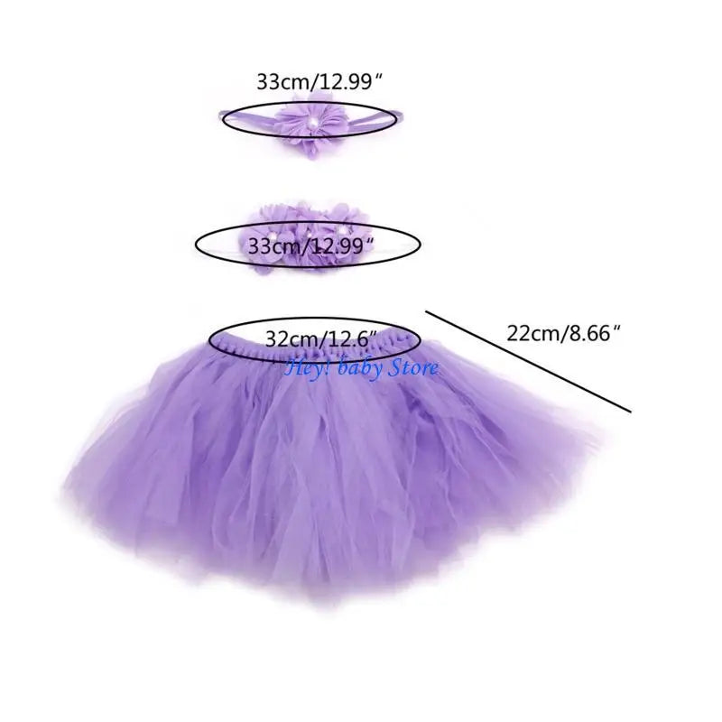 Baby Girl Tutu Pettiskirt & Lace Headband Outfit Set