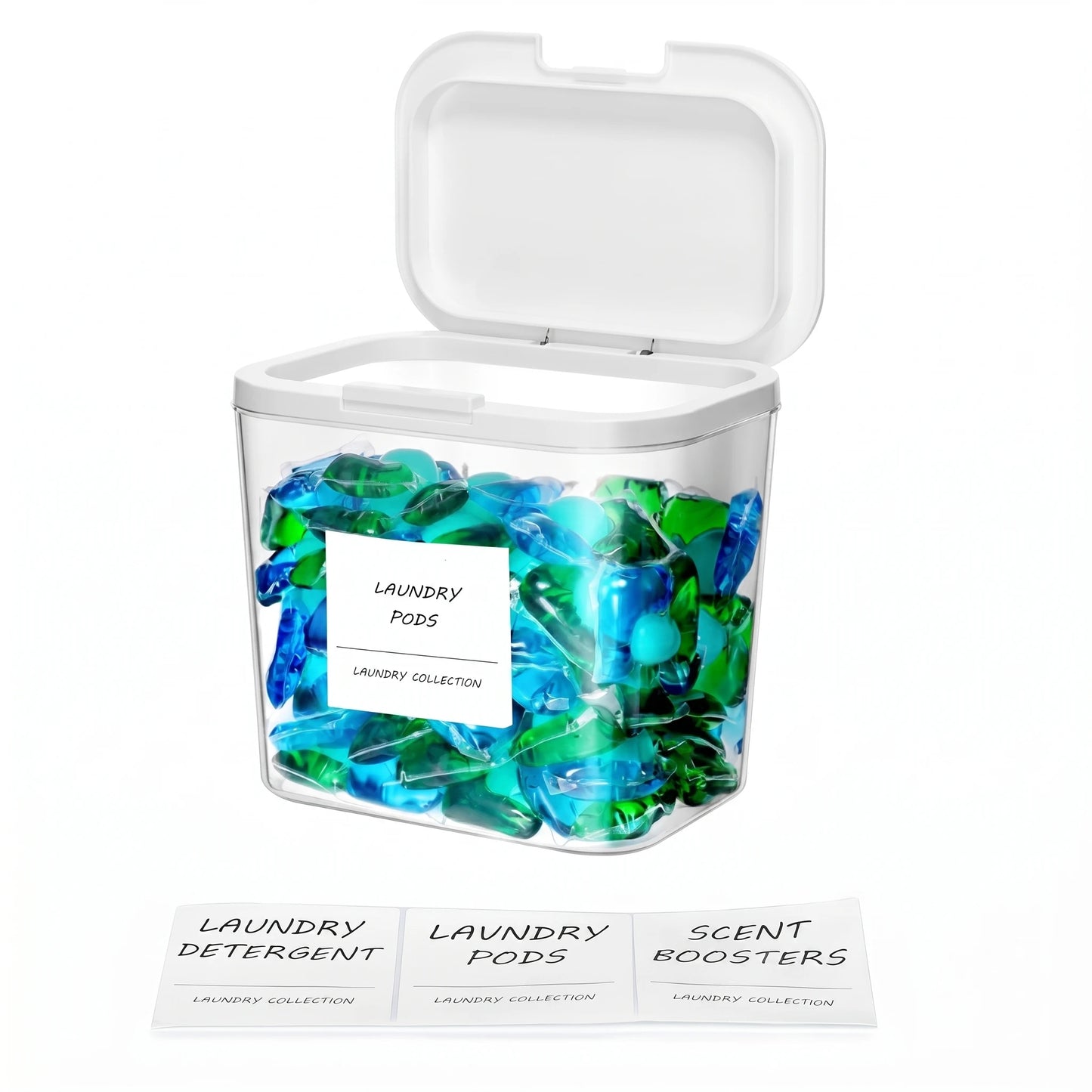 Laundry Pod Holder with Lid – Sealed Auto Pop-Up Large Capacity Organizer Box