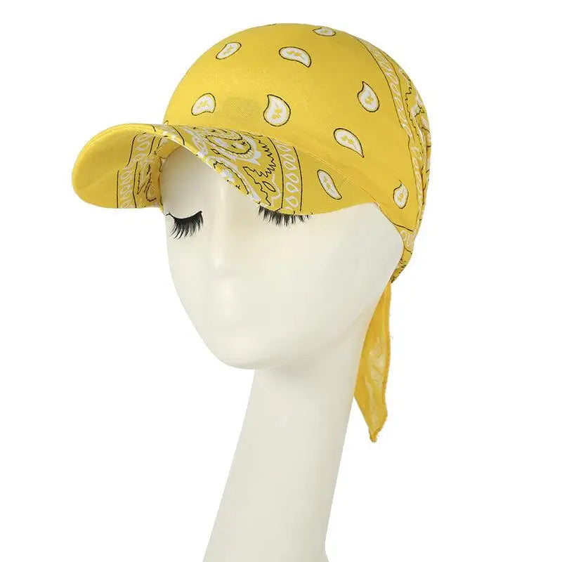 Women's Wide Brim Paisley Bandana Sun Hat | UV Brim Cap