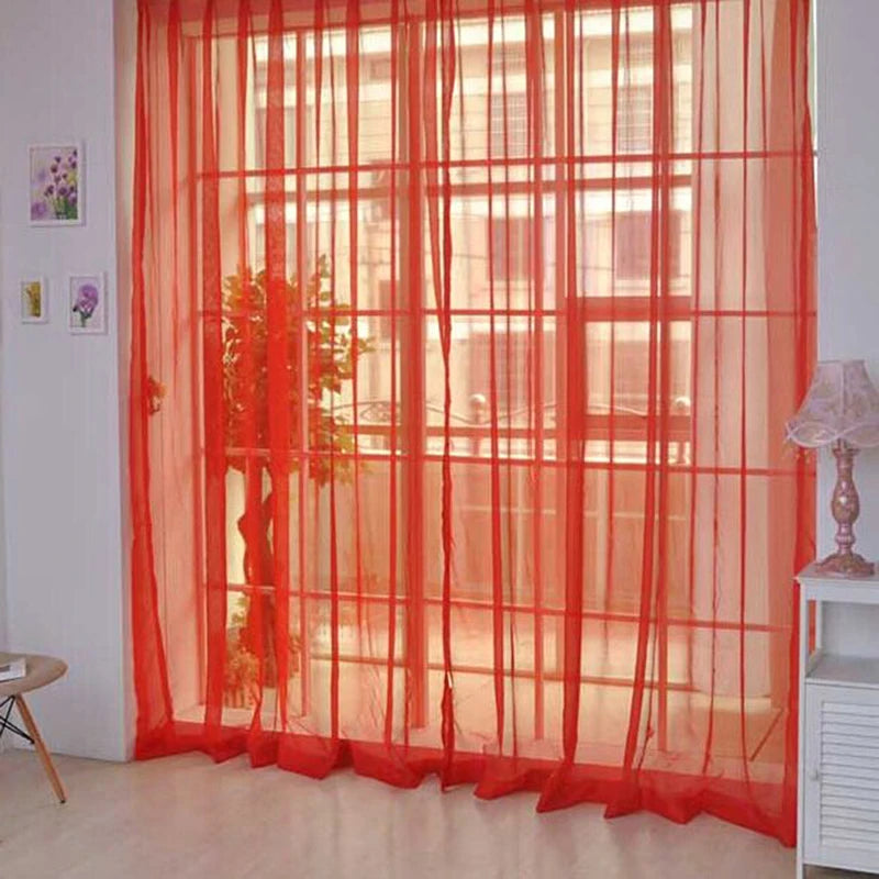 Transparent Window Gauze Solid Color Wedding Glass Gauze Household Products Light Luxury Style Easy To Install Curtains Peaceful Pleasures Health and Wellness Big red