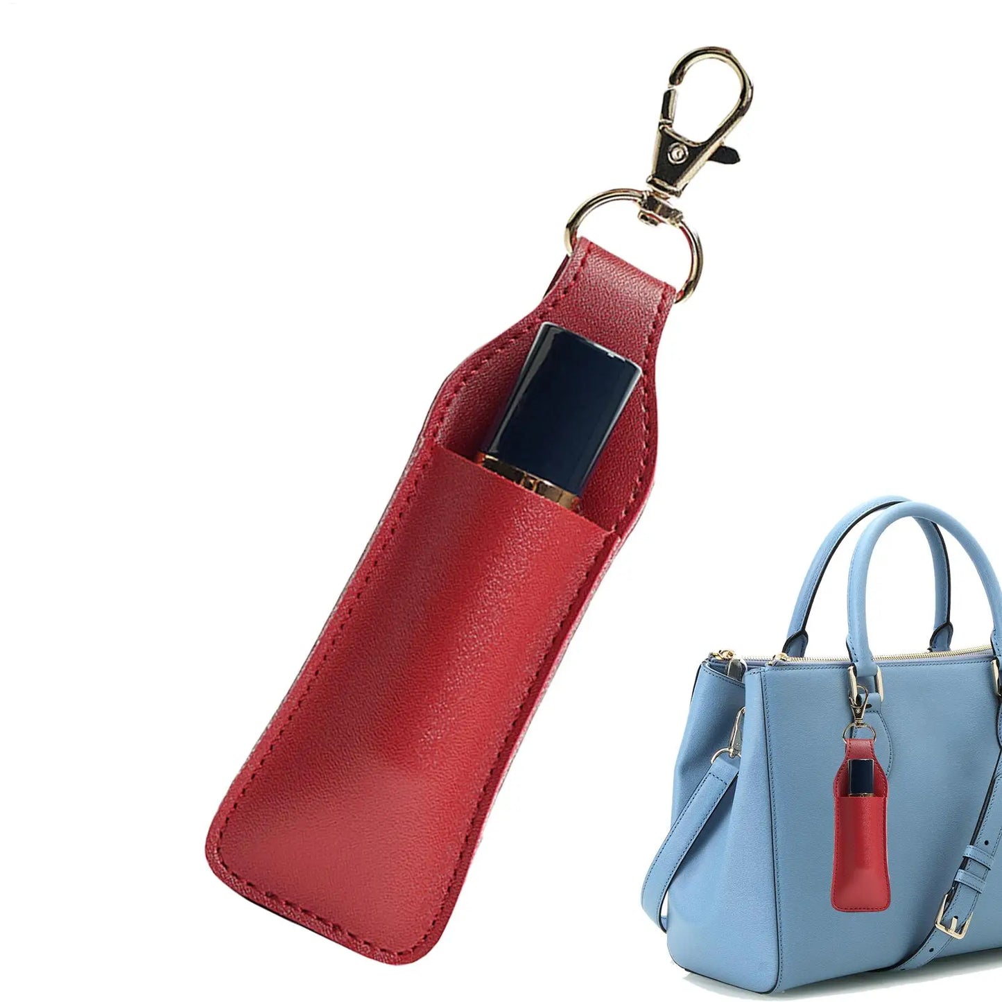 Leather Lipstick Holder Keychain Portable Lip Balm Chapstick Pouch for Women Girls, Travel Essential Keyring Organizer Peaceful Pleasures Health and Wellness