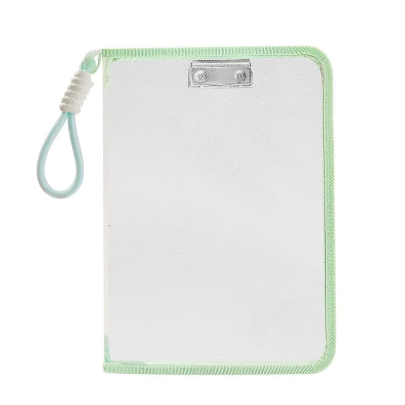 A4 Transparent Zippered Document Bag with Clip & Mesh Pouch