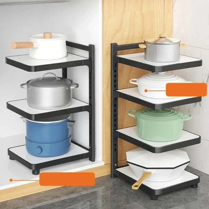 Multi-Layer Corner Kitchen Storage Rack | Carbon Steel
