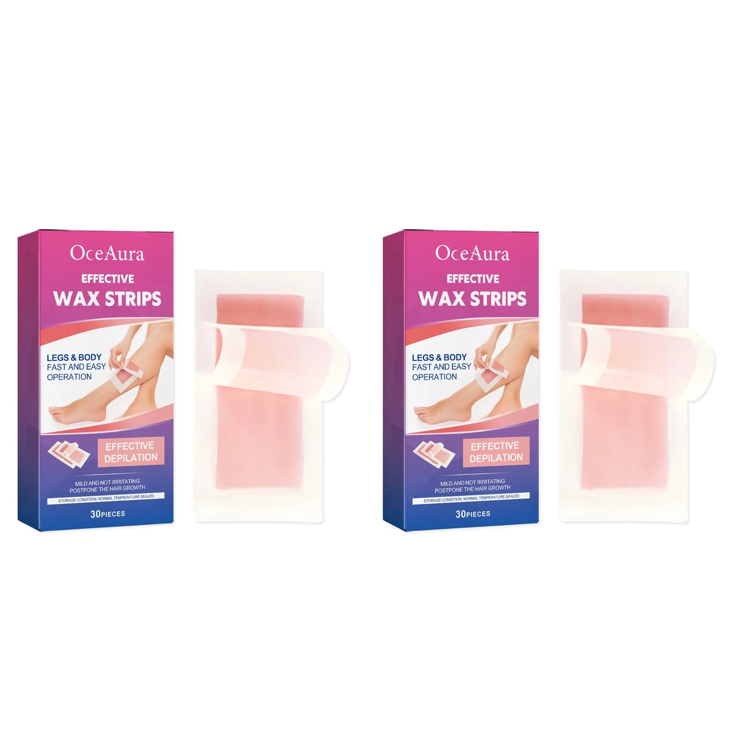 OceAura Painless Wax Strips – Face & Body Hair Removal 30pc