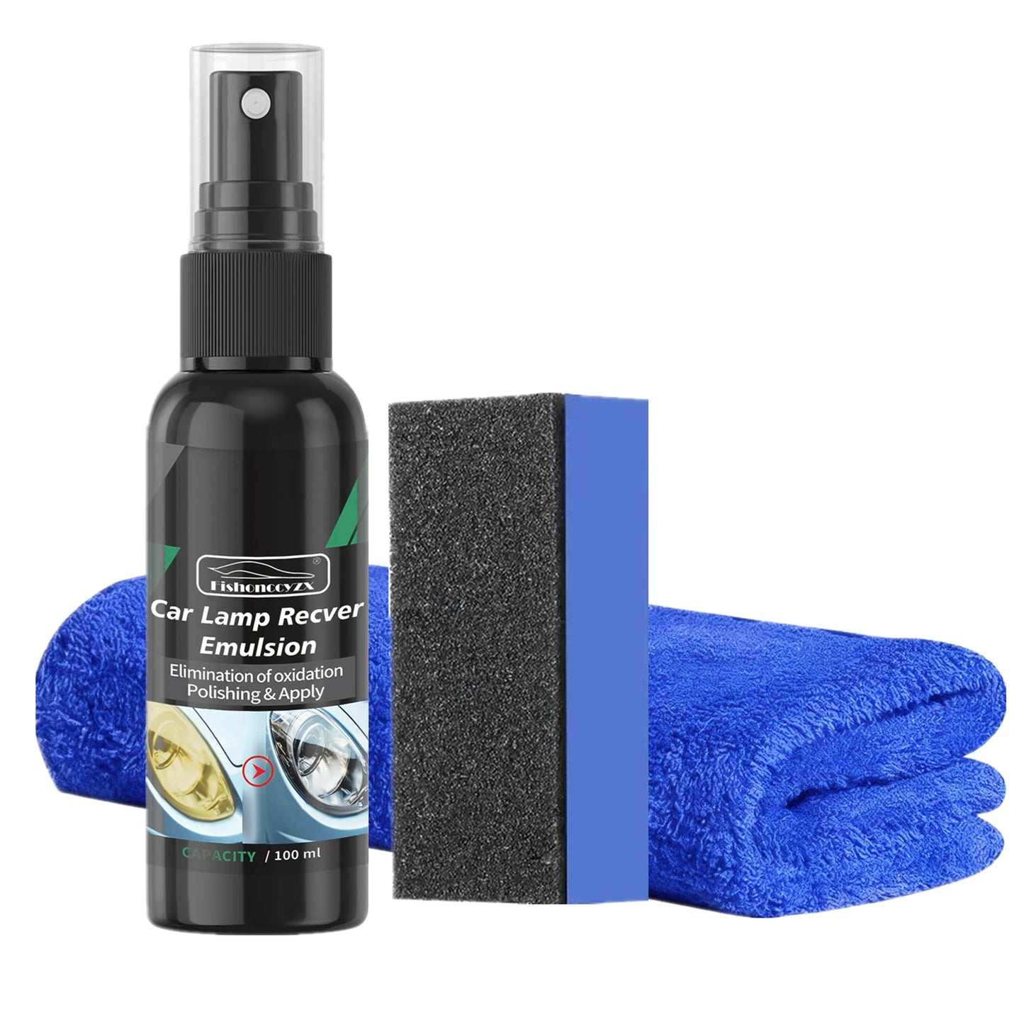 Car Headlight Restoration Polishing Kits Headlamp Scratch Remover Repair Cleaning Paste Remove Oxidation Headlight Polish Liquid Peaceful Pleasures Health and Wellness 100ml set