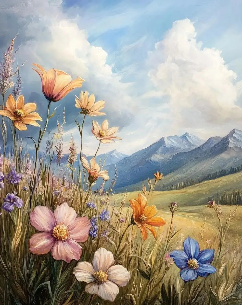 Retro Wildflower Farmhouse Canvas Wall Art | Unframed Print