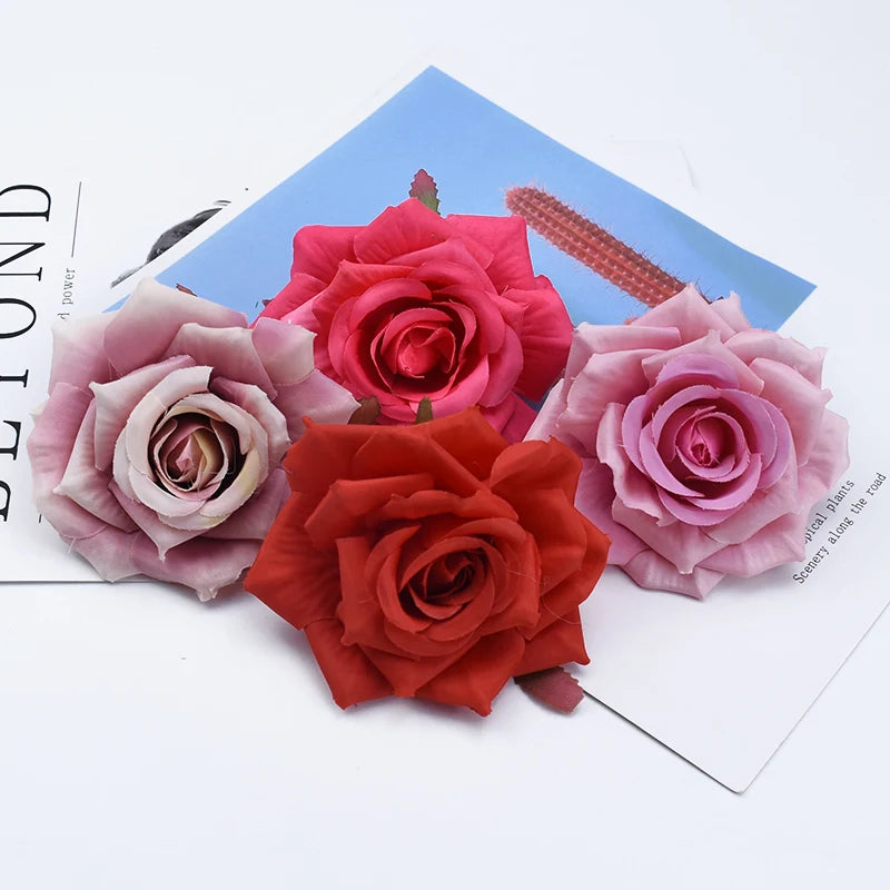 Artificial Silk Rose Flower Heads 5/10 Pcs – Wedding & Decor