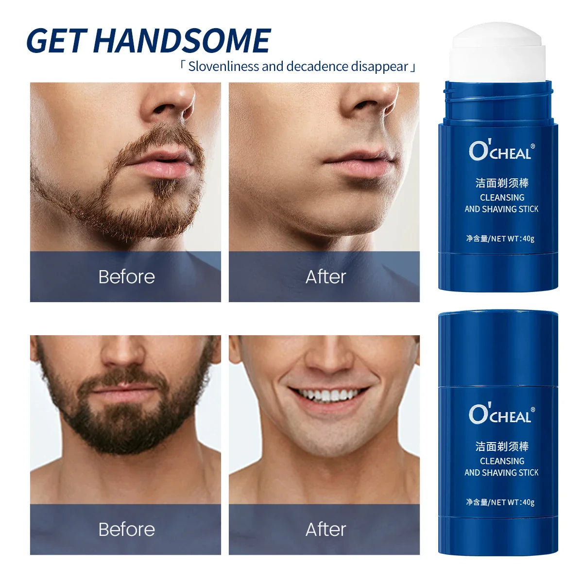 O'Cheal Men's Shaving Gel Stick 40g – Portable Face Cleanser
