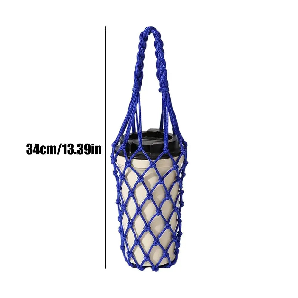 Hand Woven Mesh Water Bottle Bag | Reusable Outdoor Carrier