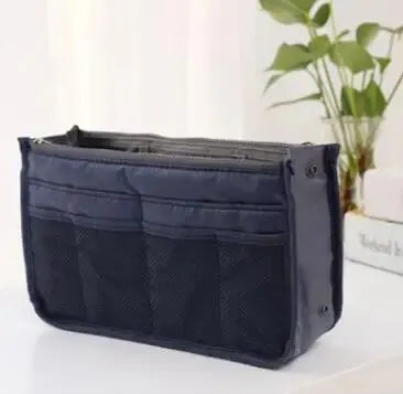 Multi Functional Large Capacity Makeup Bag Portable Double Zipper Toiletries Travel Storage Bag Mommy Bag Multi Pocket Cosmetic Peaceful Pleasures Health and Wellness Dark blue M