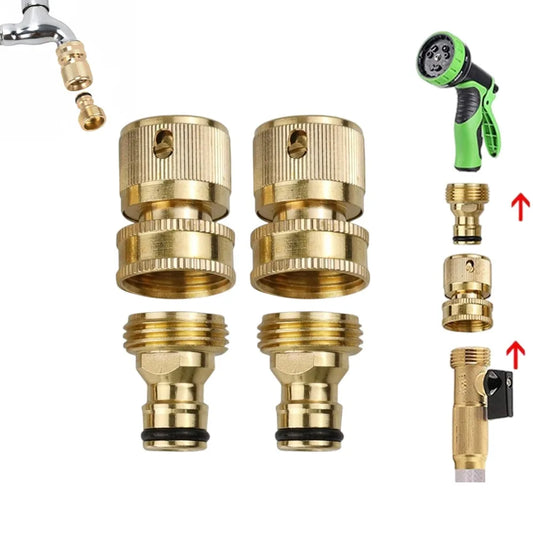 1PCS Brass Garden Hose Quick Connect Fitting3/4" Water Hose Connector Male Female Threads Universal Hose Adapter for Watering Peaceful Pleasures Health and Wellness