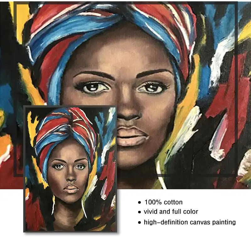 African Beauty Girl Canvas Wall Art | Modern Scandinavian Poster