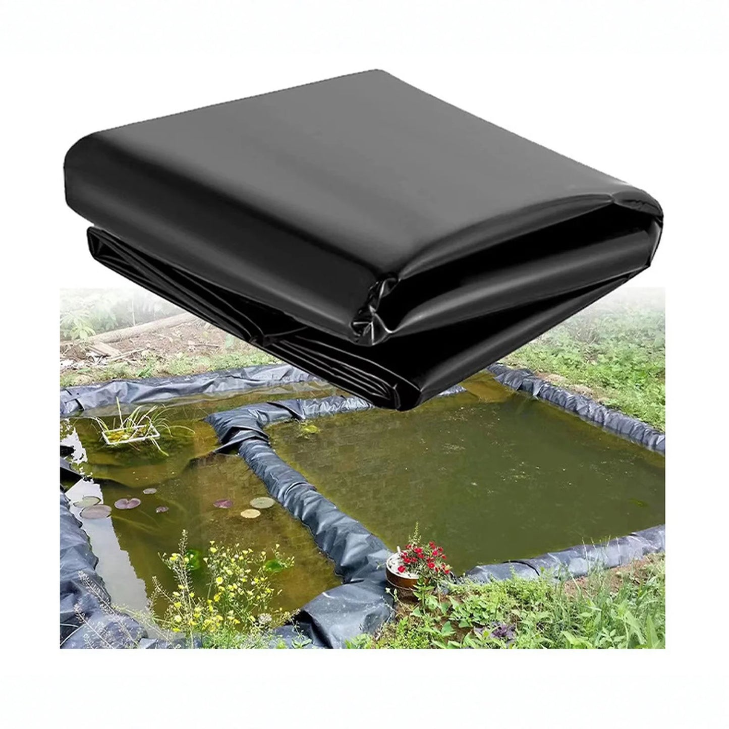 Fish Pond Liner Cloth Waterproof Gardens Pools Membrane Black Flexible Streams Fountains Reinforced Landscaping Pool Liner Peaceful Pleasures Health and Wellness 1.2X2.1m one size