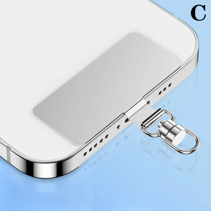 Steel Phone Lanyard Gasket Patch Anti-lost Anti Fall Mobile Phone Rope Card Metal Clip Strap Hang Cord Tab Accessories Peaceful Pleasures Health and Wellness C Silver