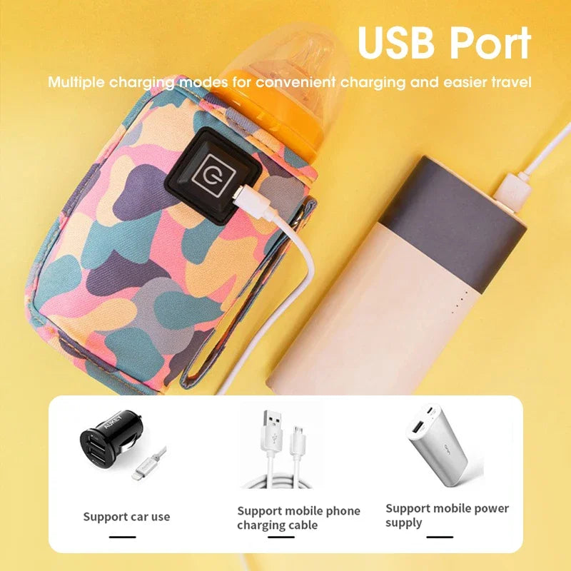 Portable USB Electric Baby Milk Bottle Warmer Heater with Temperature Control for Travel Stroller Insulated Bag Feeding Keep Peaceful Pleasures Health and Wellness