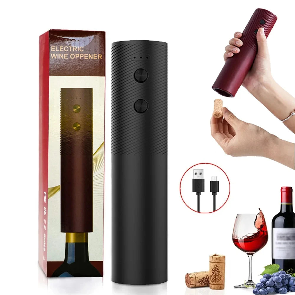 Electric Wine Bottle Opener Automatic Red Wine Corkscrew Rechargeable Wine Opener One-click Button Wine Tools Kitchen Products Peaceful Pleasures Health and Wellness