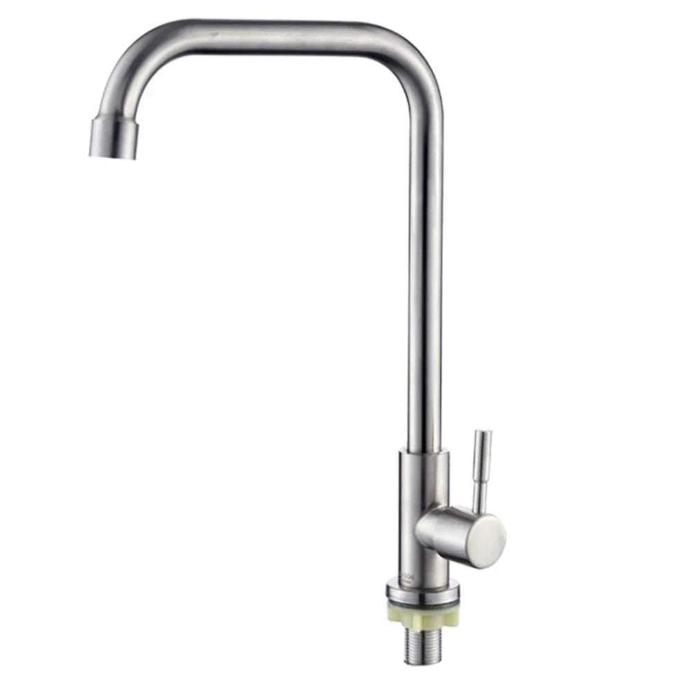 304 Stainless Steel Single Cold Kitchen Faucet | Deck Mounted