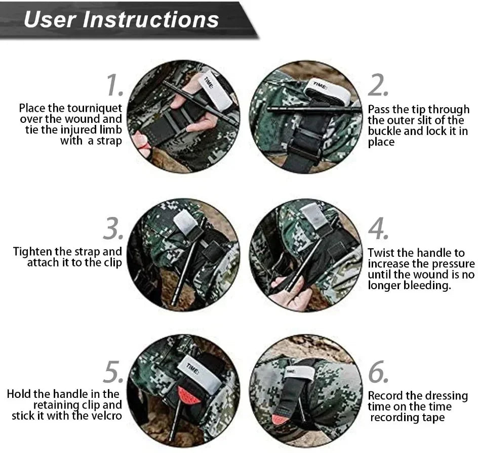 1pcsBlue/Red/Khaki/Black CAT Tourniquet Tactical Military Survival Outdoor Combat Turnstile Rotating First Aid Medical Emergency Peaceful Pleasures Health and Wellness